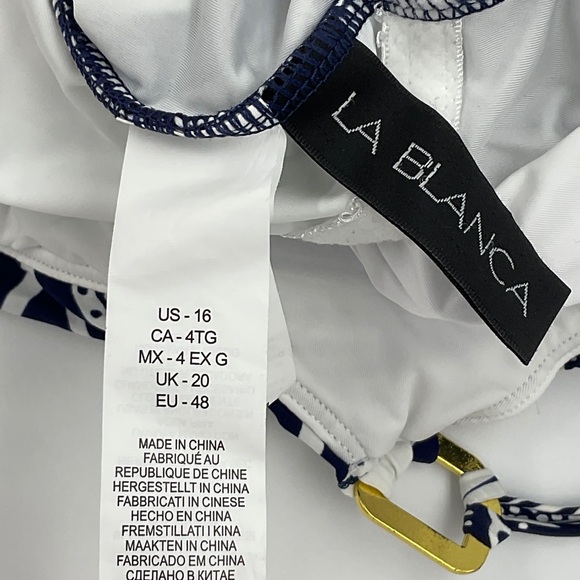 La Blanca NWT At The Playa One Piece One Shoulder Indigo Floral Swimsuit Size 16 - Picture 12 of 16